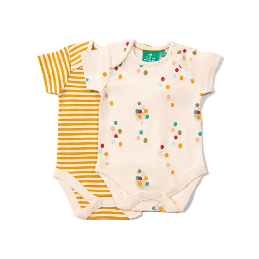 Little Green Radicals Kurzarmbodys 2er Pack – Goldene Streifen/Ballons und weitere Baby Body bei kippie.shop