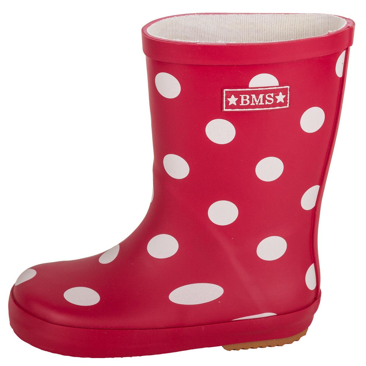 BMS Gummistiefel aus Naturkautschuk – Rot mit Punkten und weitere Kinderschuhe bei kippie.shop