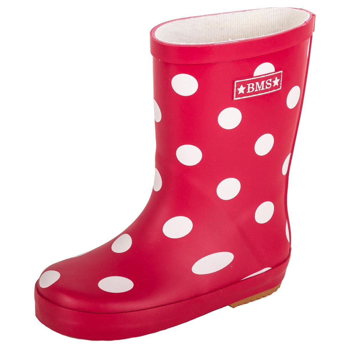 BMS Gummistiefel aus Naturkautschuk – Rot mit Punkten und weitere Kinderschuhe bei kippie.shop