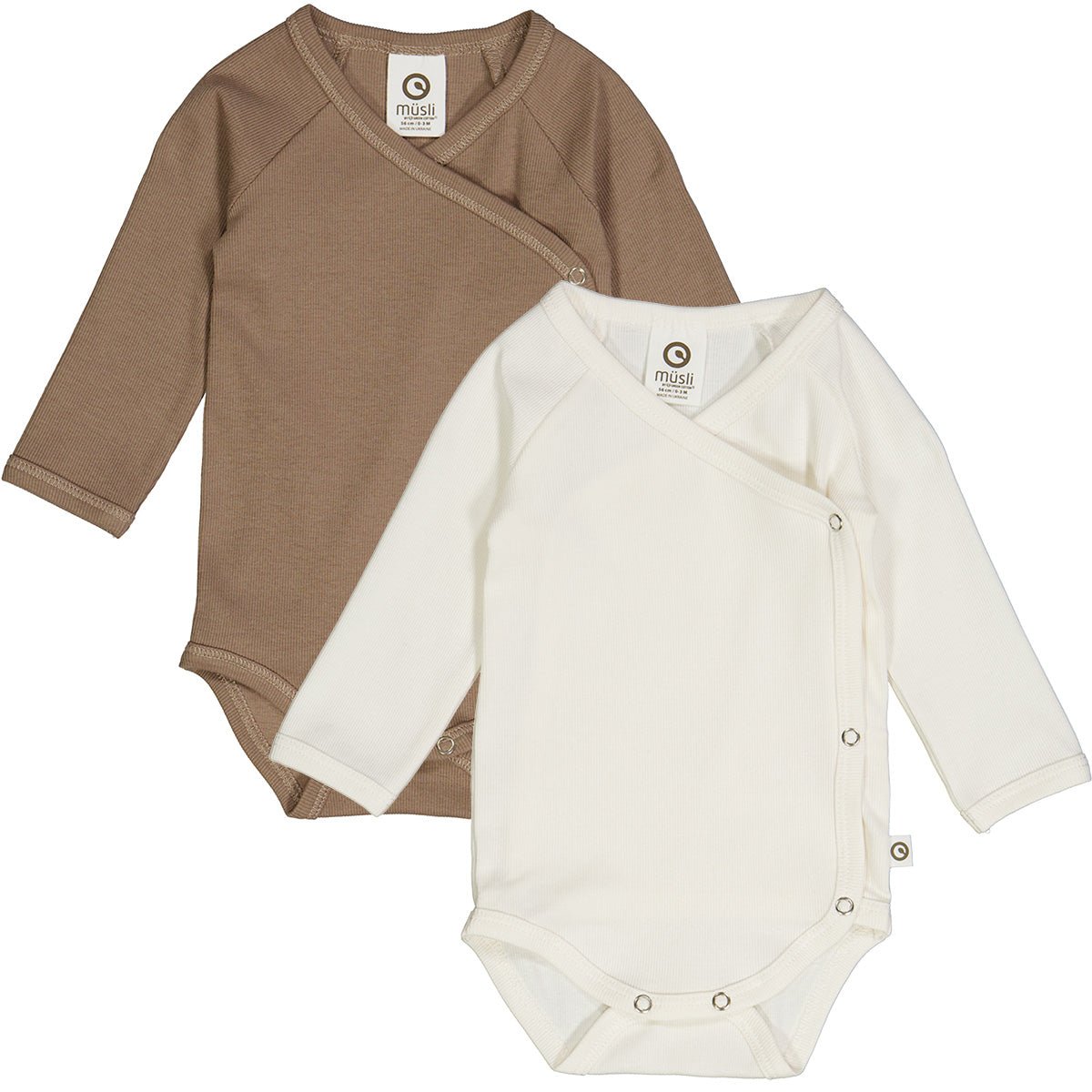 Müsli by green cotton Wickelbody 2er Pack – Balsam Cream/Walnuss und weitere Baby Body bei kippie.shop